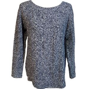 St John's Bay Crew Neck Pullover Navy Blue and White Knit Sweater Size L